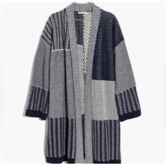 Madewell Patchwork Collage Cardigan Sweater Womens Size Small Wool - Picture 1 of 10